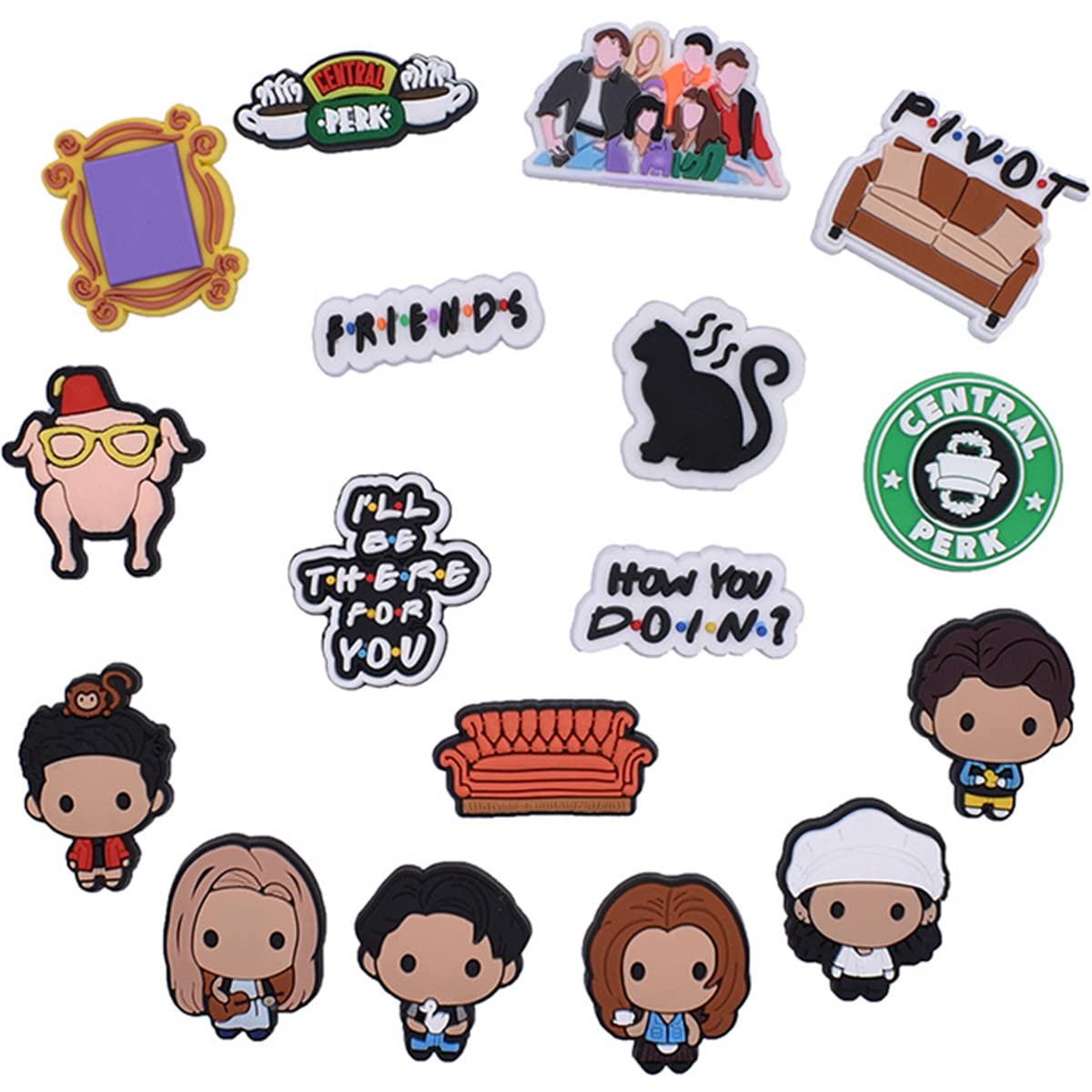 ULATREEULATREE Friends Shoe Decoration Charms Duck Shoe Charms Unisex Cute Cartoon Seashell,Ving,Funny Pins Accessories Different Halloween Horror PVC Skull Charms for Boys Girls Adult