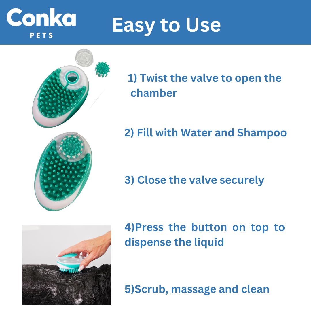P Dot Wolf Dog Bath Brush Soft Dog Rubber Bathing Brush Pet Grooming Shampoo Dispenser Brush for Hair Fur Grooming and Cleaning Scrubber for Short Haired Dogs Cats - Image 3