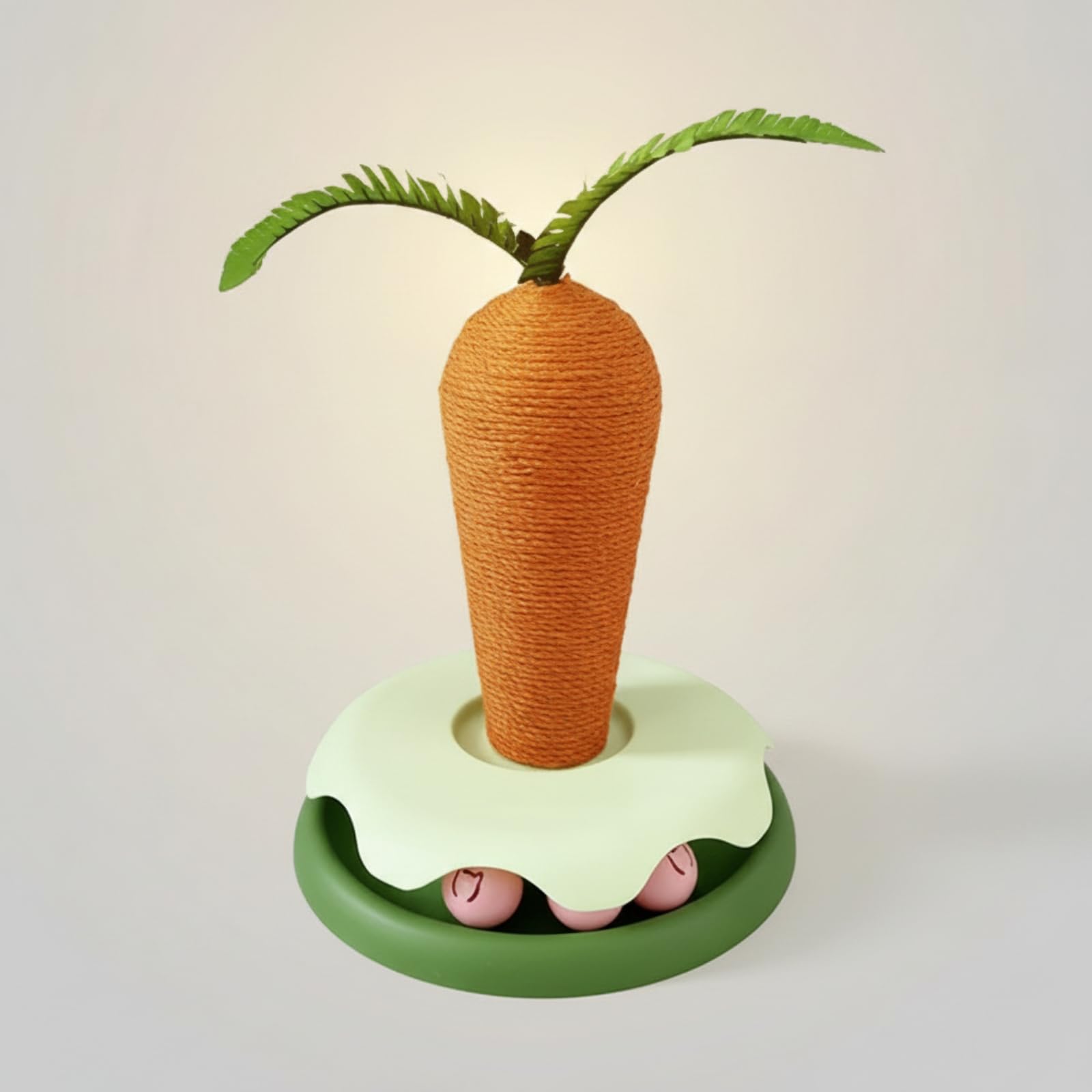 Griffoir avec Jeu Balles en Corde Sisal Griffoir Vertical Carotte Interactif Poteau à Griffer avec Circuit pour Chats D'intérieur, Chatons, Carotte, Grand