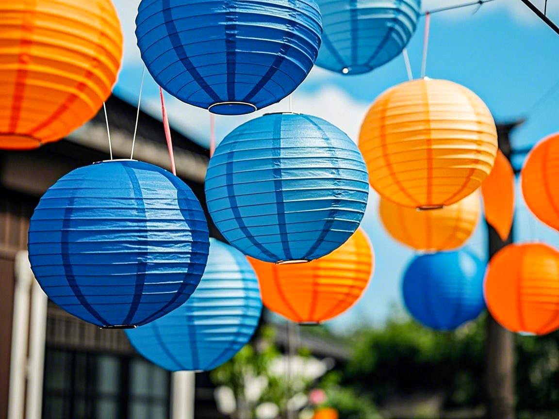 Capesaro Blue Orange Paper Lanterns Decorative 12pcs Party Hanging Decorations for Party Birthday Bachelorette Wedding Birthday Baby Shower Graduation Anniversary Blue Orange Room Decor