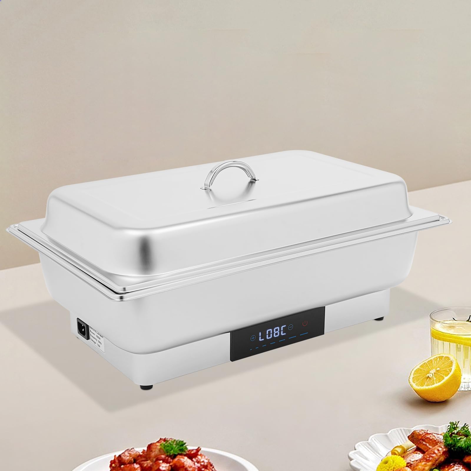 Calentador de platos eléctrico (600 W, 9 L, con ajuste de temperatura para comida fría y caliente, 3 compartimentos)