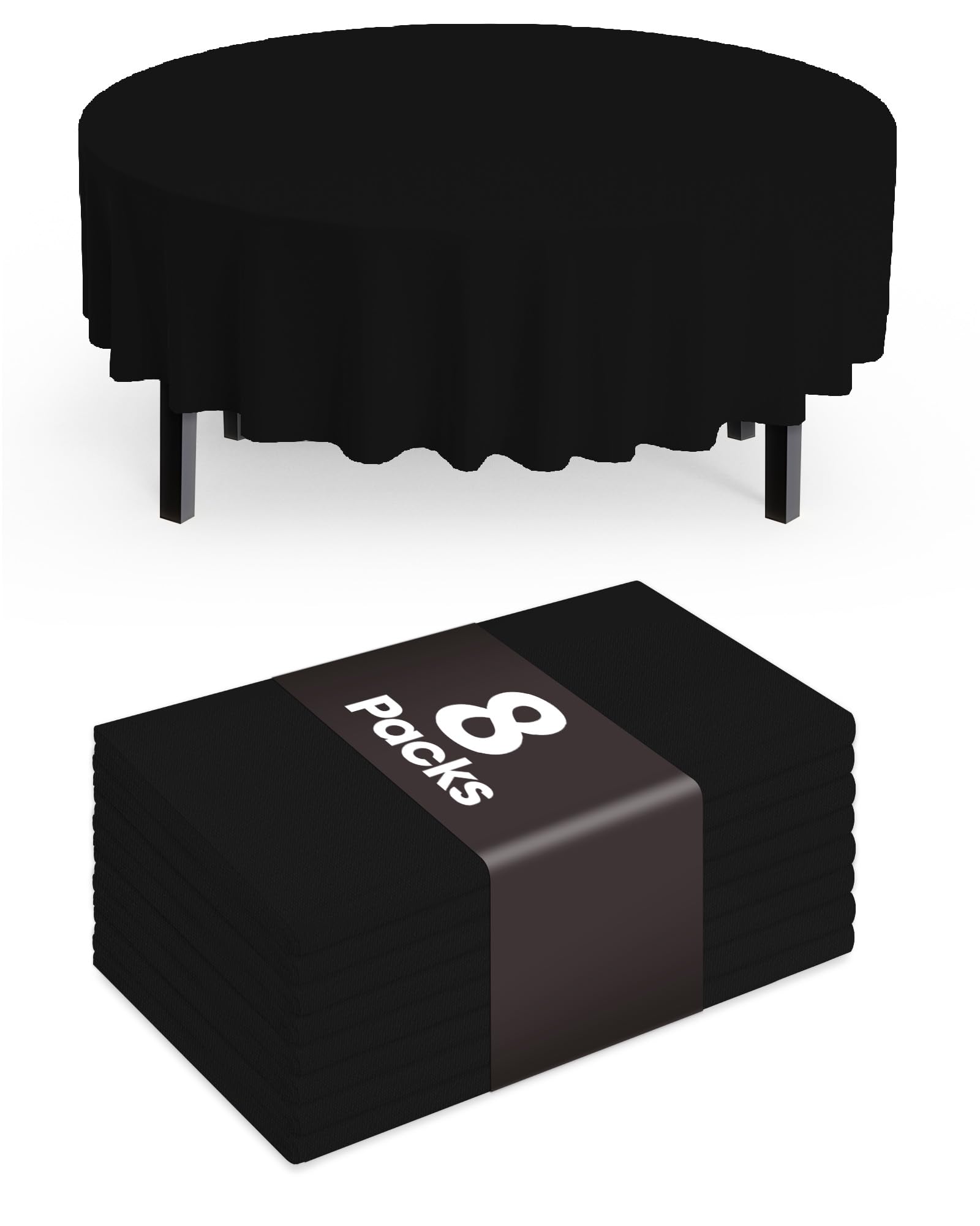 Pureegg Plastic Table Cloth Disposable 8 Pack, 84'' Round Table Cloths, Graduation Decorations Class of 2026, Graduation Party Tablecloths, Round, Plastic Cover, Leakproof &amp; Sturdy, Black