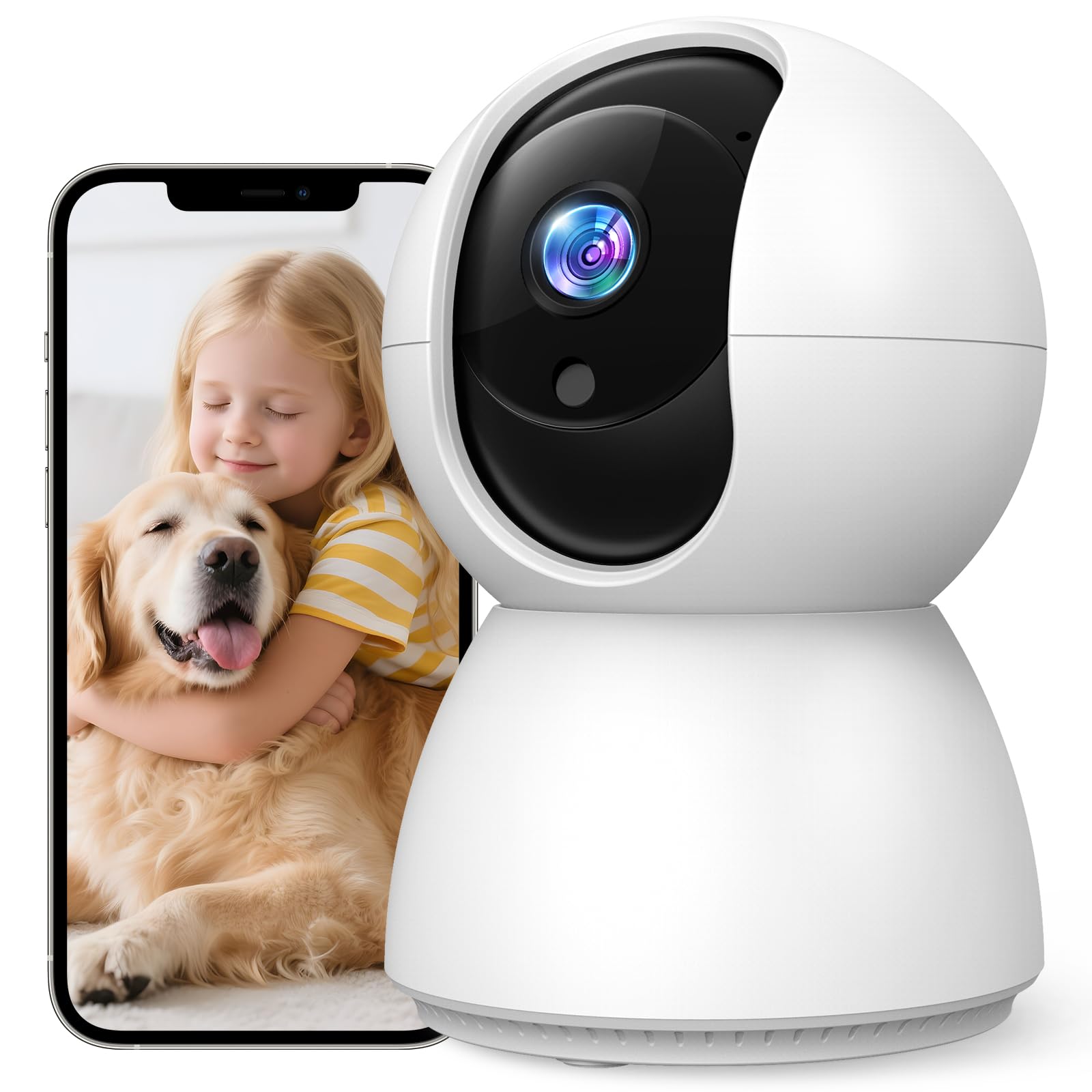 ペットカメラ 防犯カメラ【2026革新型・500万画素】見守りカメラ 室内用 iPhone対応 2K みまもりカメラ 赤外線暗視 双方向通話