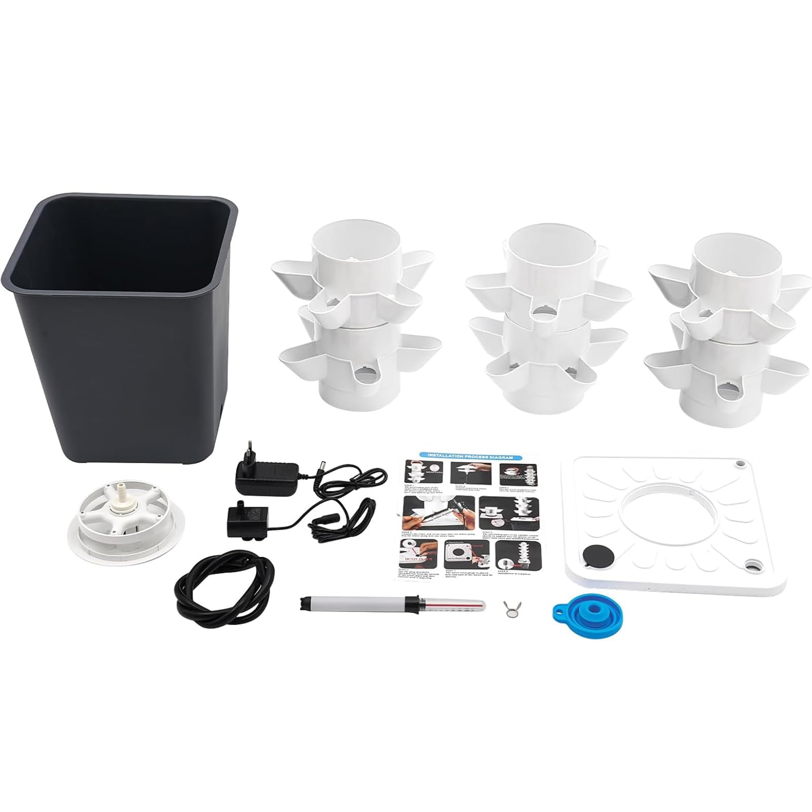 Sistema de Cultivo hidropónico | Aeroponics Indoor Tower Garden | para Hierbas, Frutas y Verduras con Bomba de hidratación, Adaptador, ollas de alimentación y Temporizador