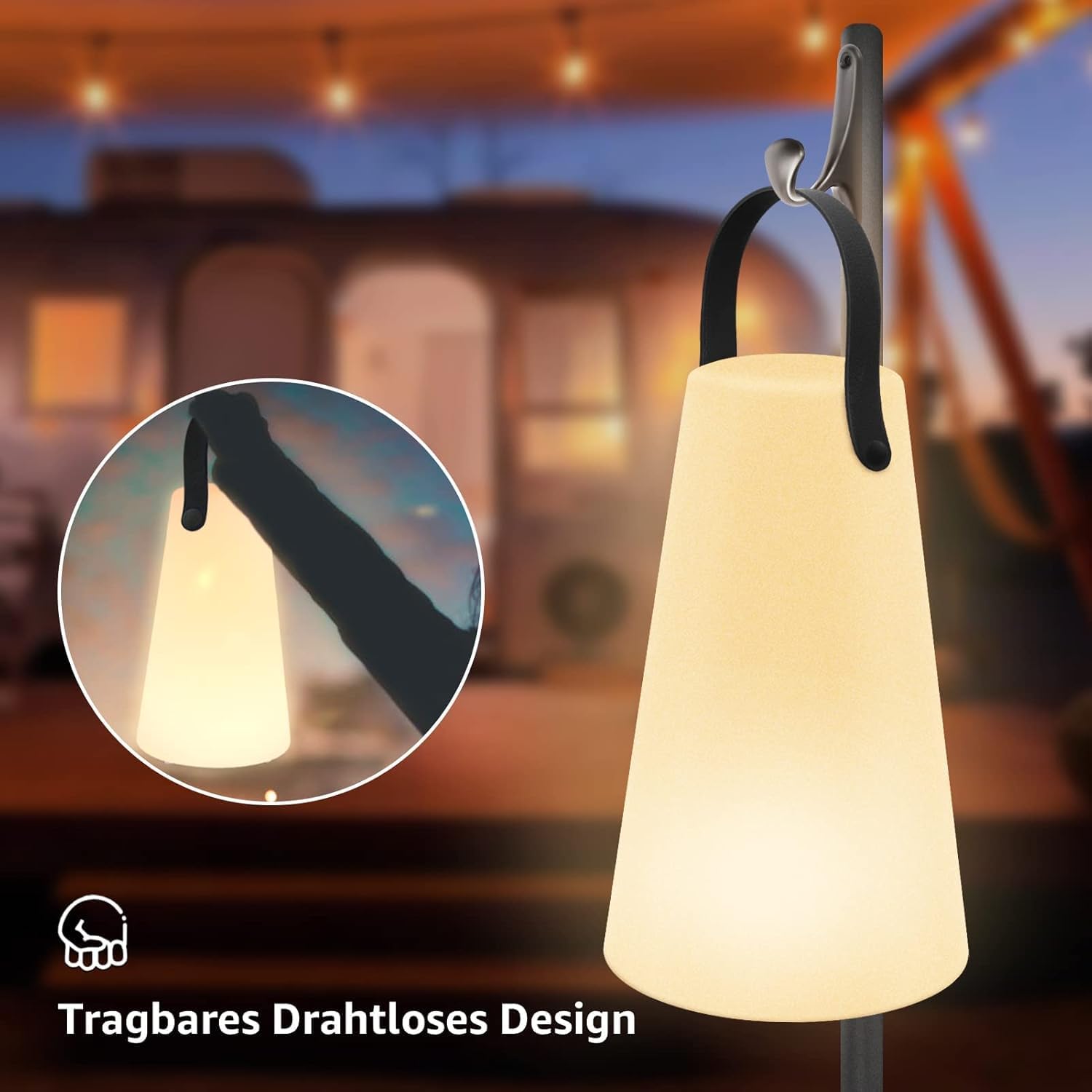 2er-Set LED Akku Tischlampe Outdoor Kabellos lampe Dimmbar, 8 Farben, USB Aufladbar Tragbare Campinglampe Laterne, IP44 Wasserdicht mit Fernbedienung für Balkon Garten Camping Gartendeko