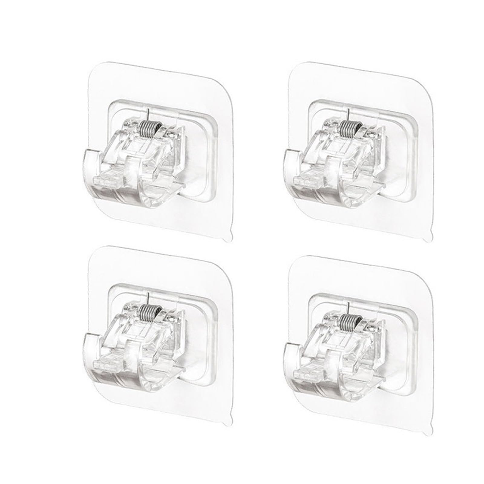 Lot de 20 supports de tringle à rideaux auto-adhésifs sans clou - Réglable - Pour salle de bain et chambre à coucher (transparent)