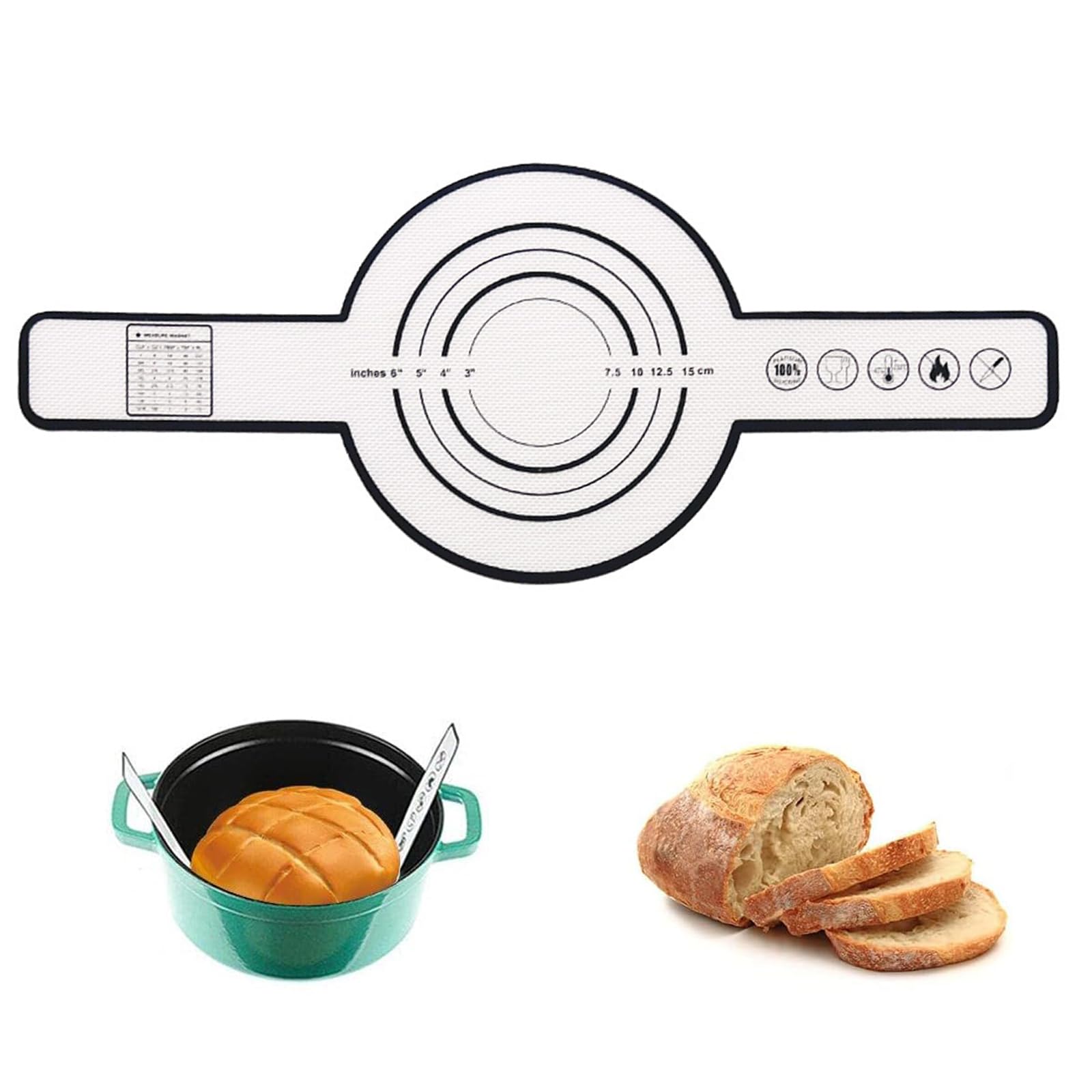 Siliconen bakmat, groot voor Dutch Oven, bakmat, siliconen, deegonderlegger, antislip bakonderlegger, siliconen bakmat, herbruikbaar, brood bakken, accessoires voor deeg, broodjes, macarons, koekjes