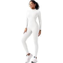 speerise Long Sleeve Bodysuit One Piece Bodycon Tummy Control Jumpsuits | Turtleneck Romper with Pants, High Neck Full Bodysuit, Zip Up Unitard,Workout, Yoga, Gym, Halloween Costume, Versatile Wear