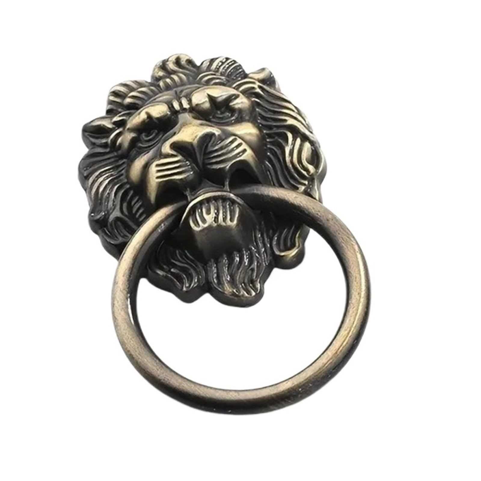 SENSUMEPB 12 Pcs Antique Lion Head Ring Pull Handles with Installation Hardware - Vintage Style Drawer Pulls for Dresser, Wardrobe