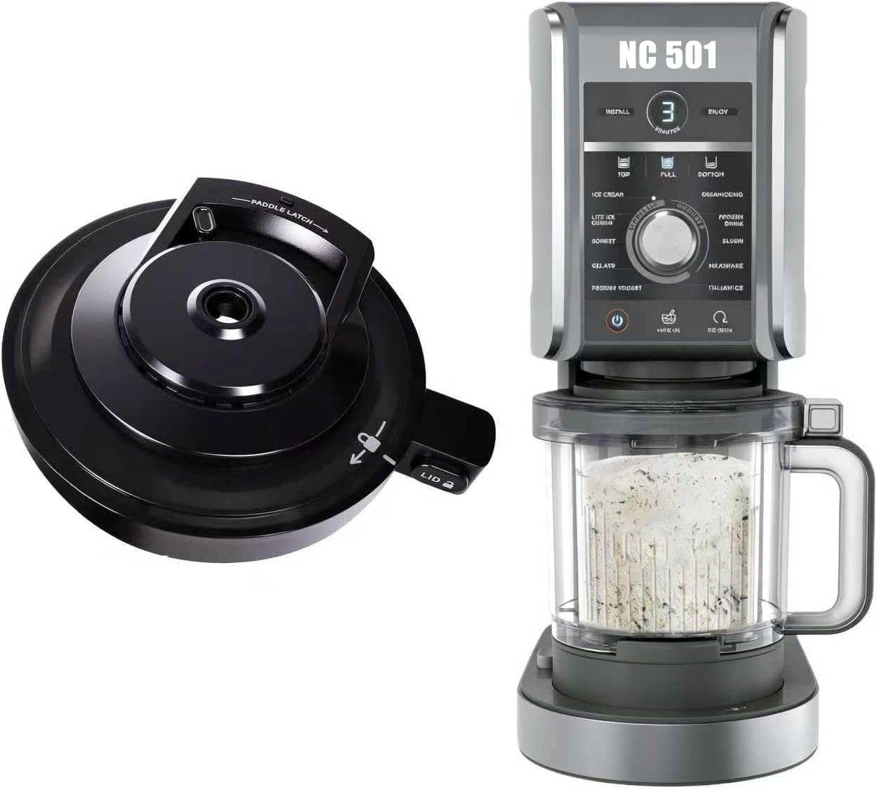 NC 500 Outer Bowl Lid Not Paddle for Deluxe Ice Cream Maker, Reusable Creami Deluxe Replacement Accessories Compatible with Ninja NC500, NC501, NC501H, NC501HBL, NC501HGN and CN501CO Series, BPA-Free