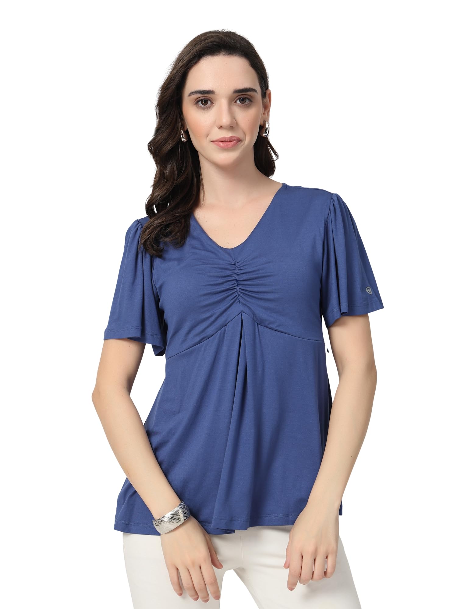 zelena Maternity Feeding Top with Built-in Bra | Concealed Side Zip Nursing Top for Women | 95% Viscose 5% Elastane | Soft Stretchable Maternity Wear for Pregnancy & Postpartum-picture-29