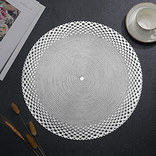 Livronic 4Pcs Hot Hollow Round Pvc Placemat Table Mat Coaster Mat Heat-Resistant Wipeable Waterproof Non-Slip Mat Farmhouse Kitchen Decoration Insulation Square Board (Color : Gold) #TOP3