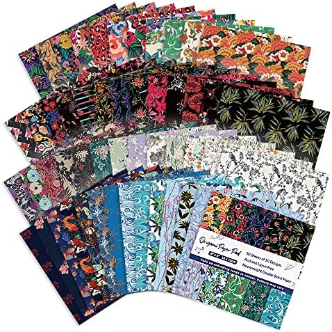 Origami Paper Kit Double Sided 100 Sheets 10 Colors 6 Inch Square Easy Fold Arts Crafts DIY Handwork Origami Papers Beginner Flowers