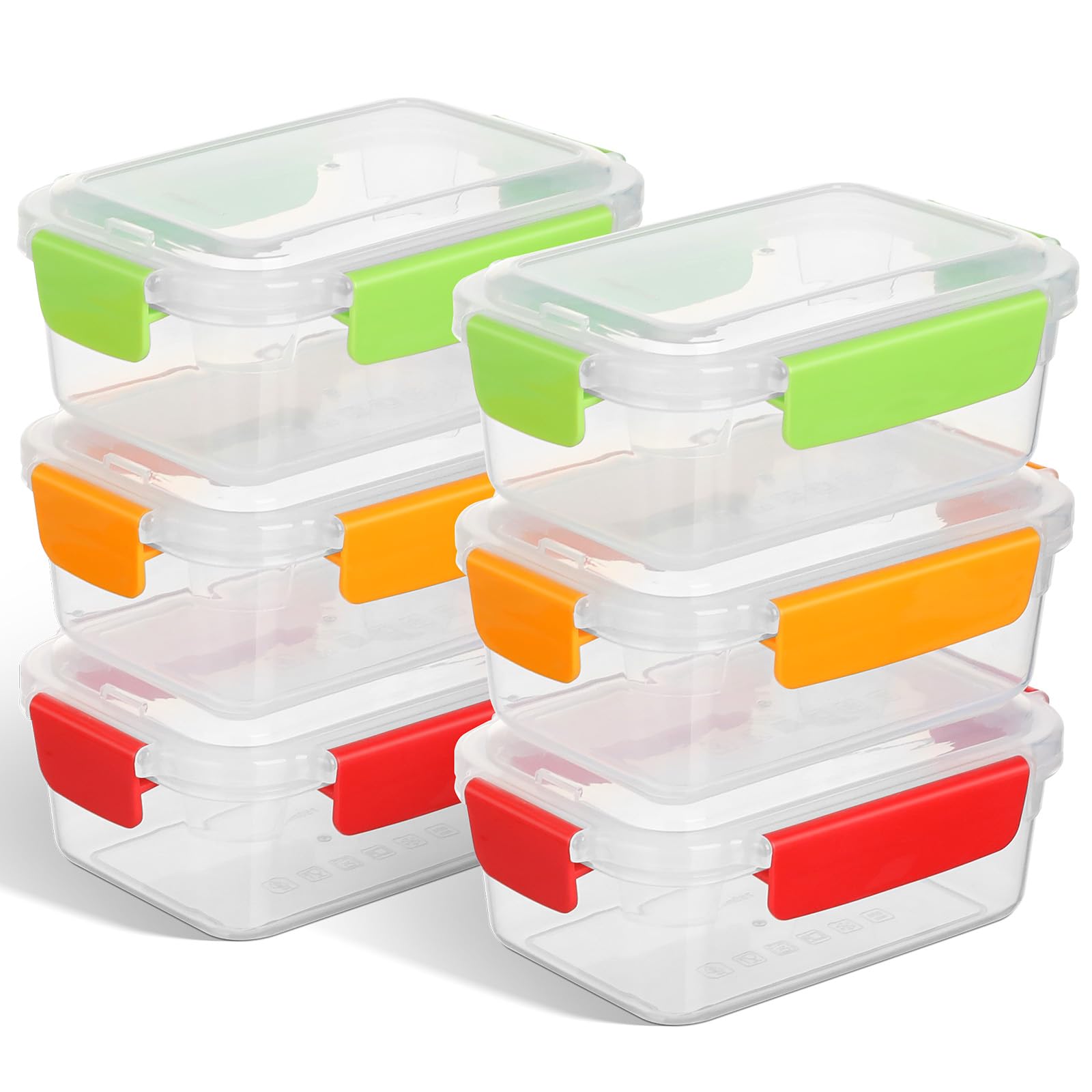 VINATO Set di 6 Contenitori Ermetici per Alimenti da 0.75 Litri, Contentiori in Plastica per Alimenti con Coperchio, 4 Chiusure di Sicurezza, Senza BPA adatti per Microonde e Lavastoviglie