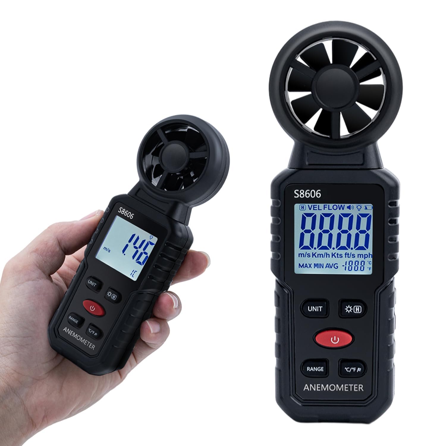 Anemometro Portatile 3 in 1 Misuratore di Velocità del Vento per Esterni Nela Surf Volo