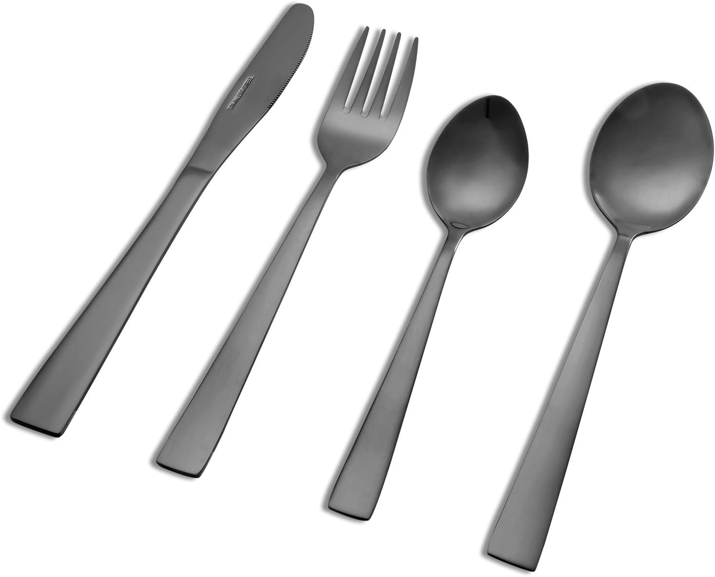 Cutiset Black Flatware Cutlery Set,include knife/spoon/fork, Service for 4 (16 Piece Flatware Set)