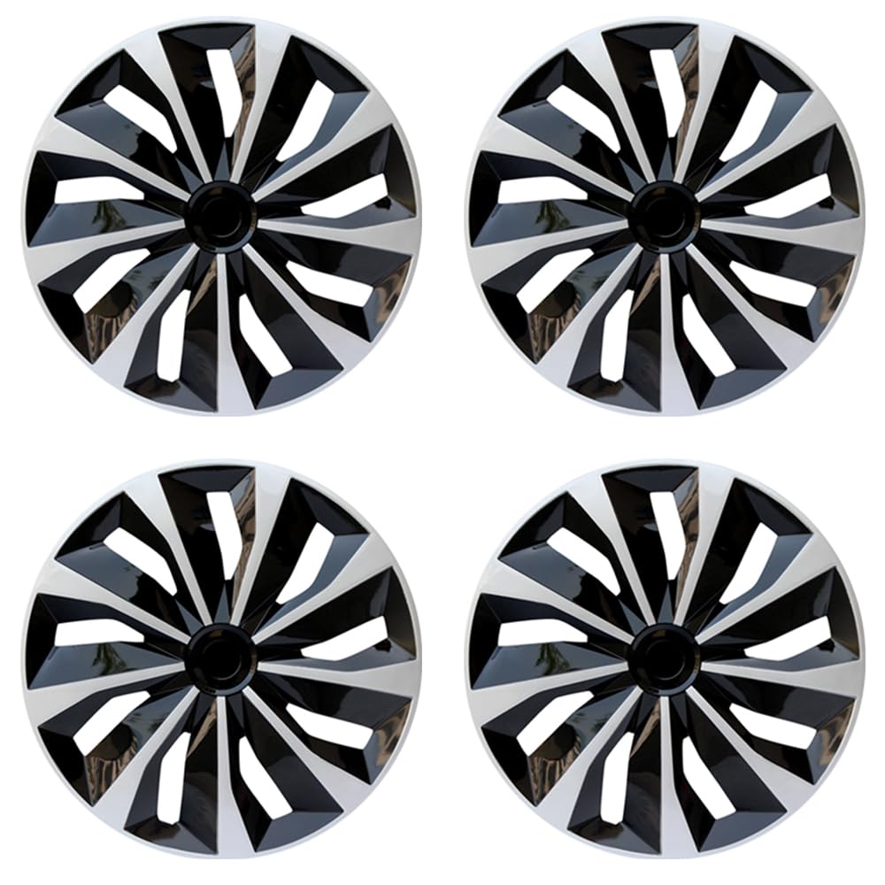 Hubcap Wheel Covers Replacement Size R15 Hub Caps Universal-Fit Steel Wheel Rims Cover ABS Tire Cap for Most Cars Trucks Sedans SUV -Set of 4（15-inch，Silver-Black）