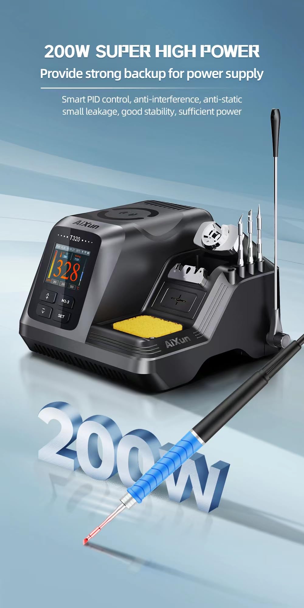 Inteligentna stacja lutownicza 200 W z uchwytem T210 i uchwytem T245