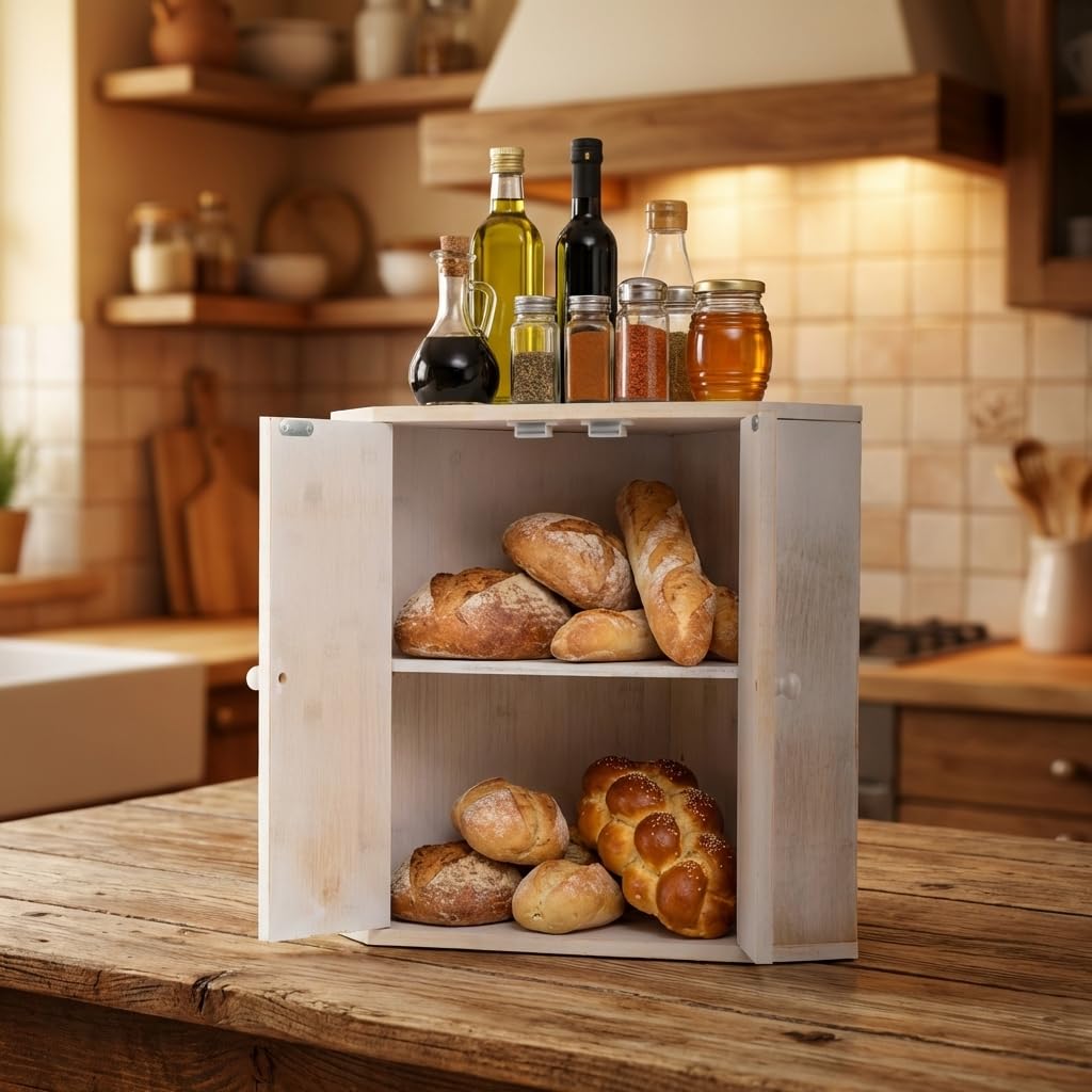 GIANTEX Panera de Madera de Esquina, 31x31x41cm, 2 Puertas