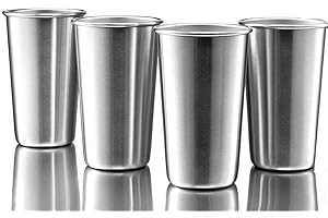 4 Pack 16oz Stainless Steel Cups, Premium Pint Cup Tumbler | Stackable...