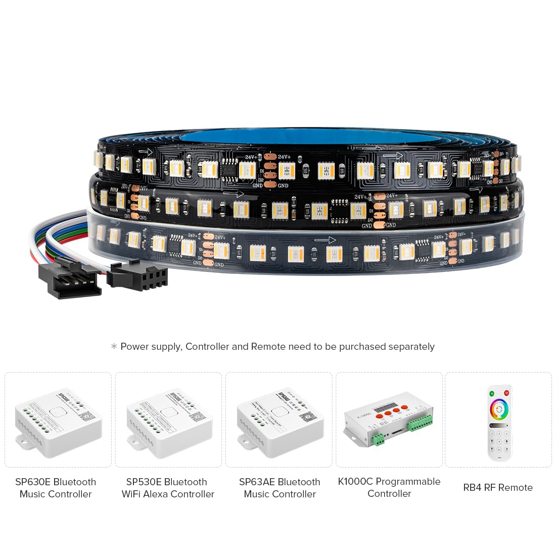 BTF-LIGHTING WS2805 Taśma LED RGBCCT IC 5050SMD adresowalna podwójna taśma sygnałowa LED 5 m 84 diody LED/M DC24 V elastyczne czarne marzenie kolor PCB IP30 do dekoracji DIY (bez kontrolera zasilania)