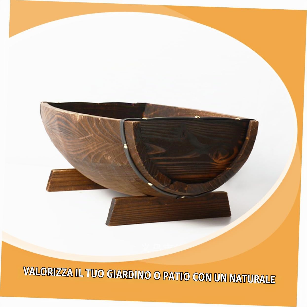 Fioriera Rustica in Legno Anticorrosione Vaso Da Fiori Per Esterni E Interni Con Design a Mezza Botte Ideale Per Giardino Terrazzo E Decorazioni Matrimoniali