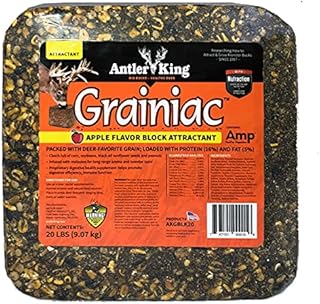 Antler King Apple Flavored Grainiac Block for Deer | 20 lb Block Year-Round Feed Supplement/Attractant with 16% Protein 5% Fat