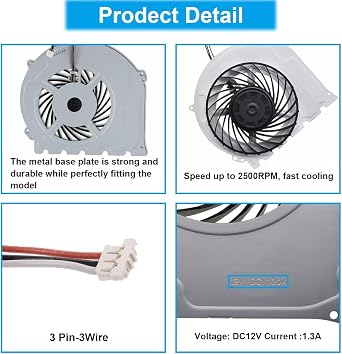 for PS4 Slim Internal Cooling Fan,CPU Cooling Fan Replacement Fan Low Noise 2500RPM for Sony for PS4 Slim CUH-2015A CUH-2016A CUH-2017A CUH-2 KSB0912HD G85G12MS1AN-56J14 Series