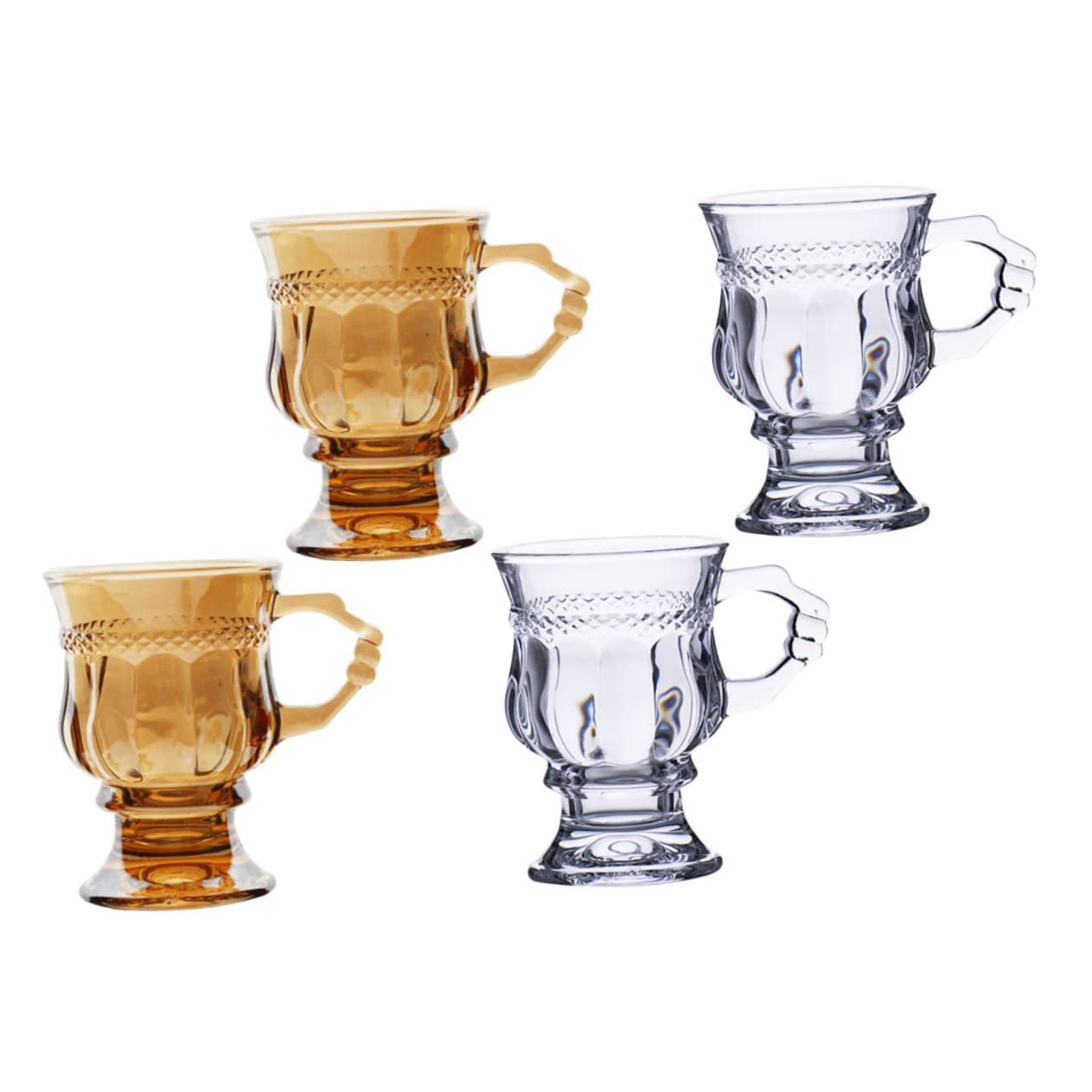 Gobelets en verre élégants LABRIMP : lot de 4 verres à motif pour maison et bureau