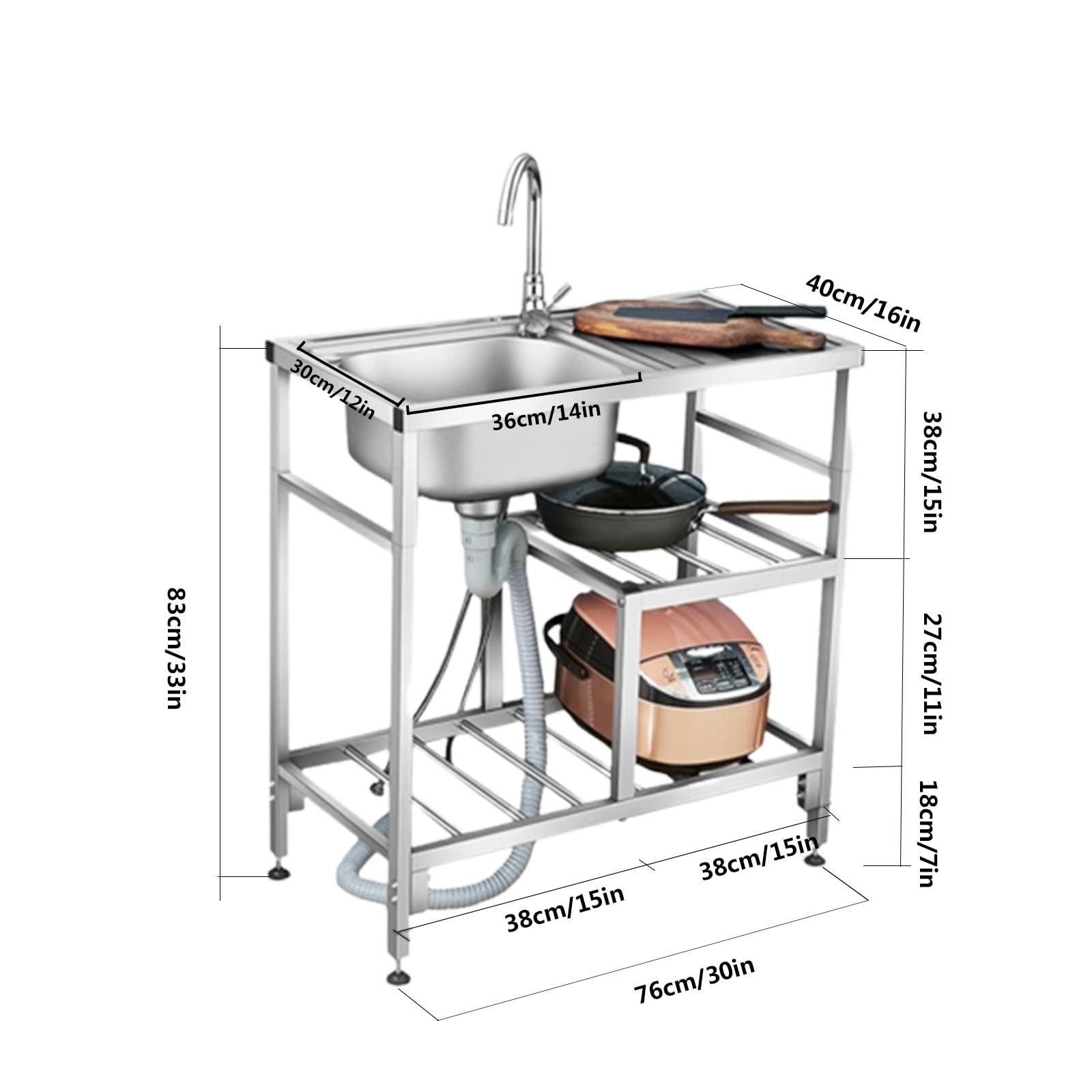 Amazon.co.jp: ステンレス製シンク，キッチン用流し台，シングルシンク