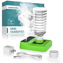 Travel Humidifier, Portable Humidifier for Plants, Bedroom, Office, Hotel or Car, Battery Operated Mini Cool Mist Humidifiers, Quiet 23dB, Auto-off, Night Light & BPA-Free, Grass-Green