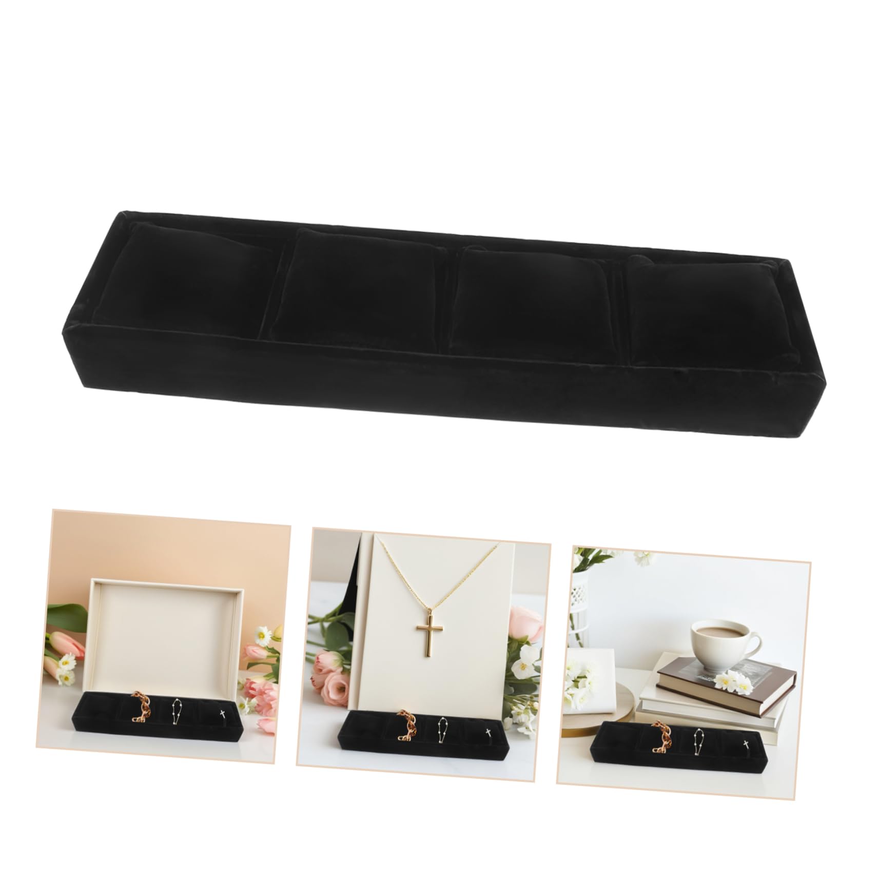 Healvian 5 Piezas Organizador de Joyas Negro con Almohadillas para Relojes y Pulseras Bandeja de Exhibición Capa para Almacenamiento y Presentación de Bisutería para Hombres y Mujeres