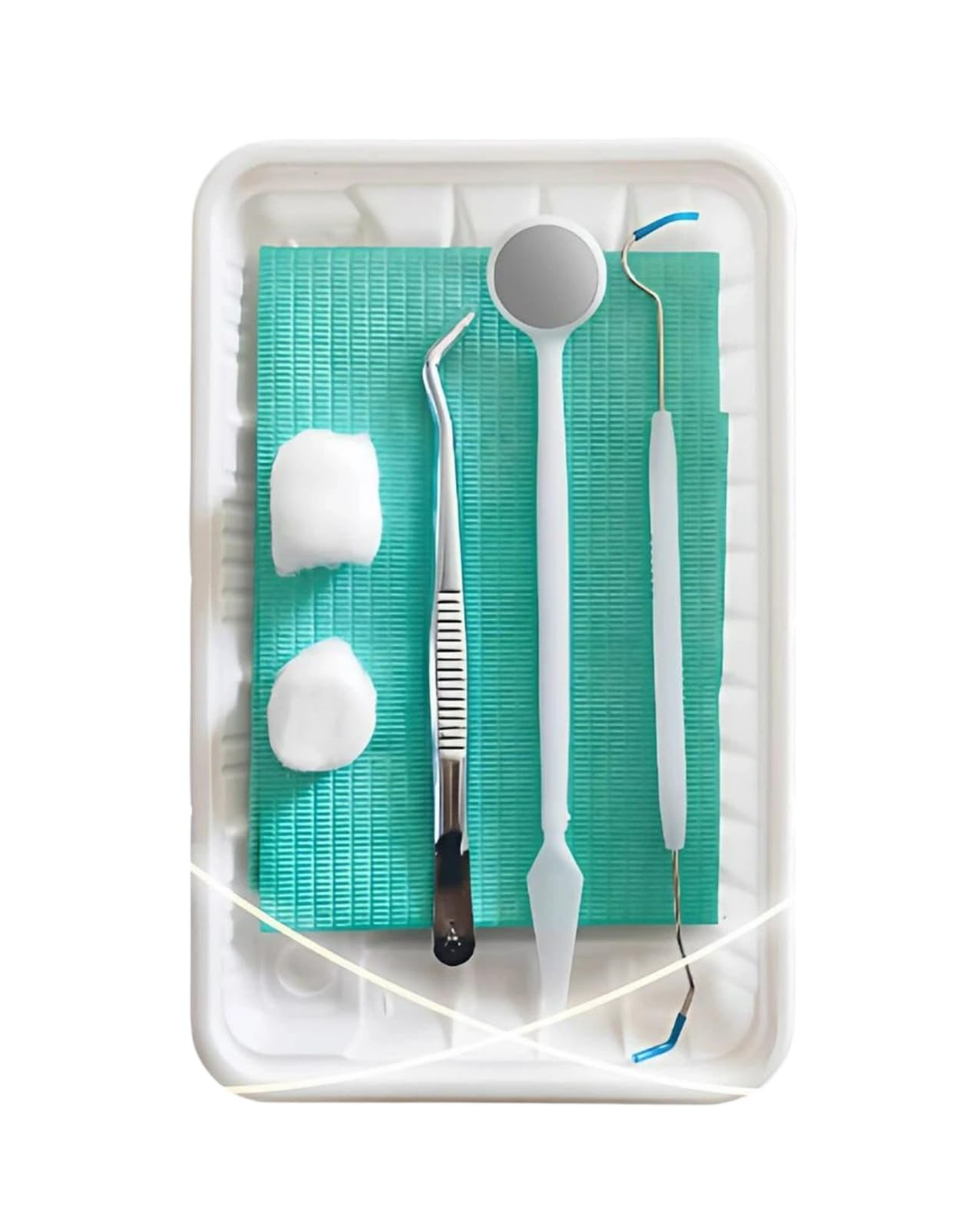 Lot de 50 boîtes jetables stériles pour examen dentaire avec miroir, sonde, pince, boules de coton et plateau pour soins bucco-dentaires professionnels et domestiques