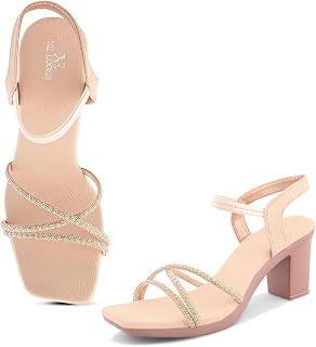 Criss Cross Glitter Strap Design | Elegant Square Toe | Comfortable Mid Block Heel Sandal For Girl & Women