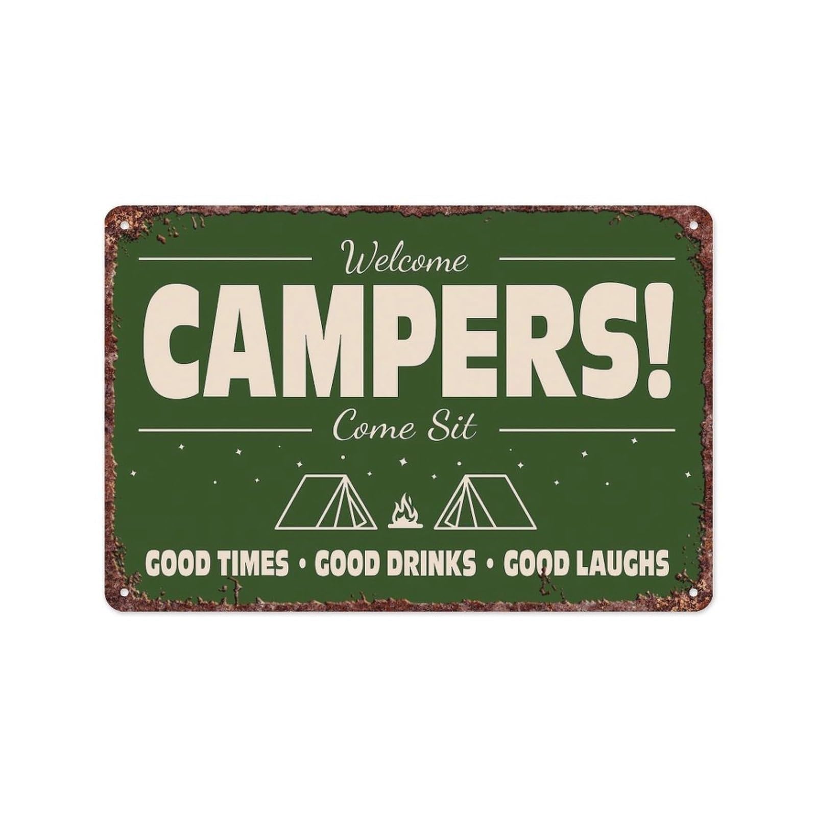 TAMDDBPJD Welcome Campers Metal Sign 12x8 Inch