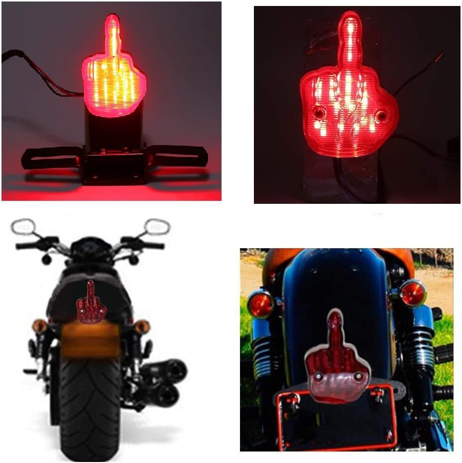 Finger LED Break Tail Light Taillamp w/Plate Brake Tail Light for Car, for Harley for YAMAHA, for HONDA, for SUZUKU, for KAWASAKI Chopper Bobber, Dual Sport Bikes, Motorcycles, Dirt Bikes