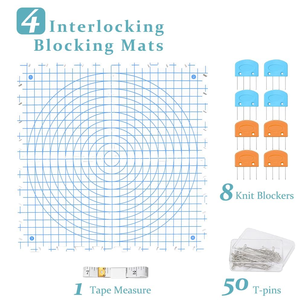 Knitiss 4-Pack Blocking Mats for Knitting & Crochet, Extra Thick Blocking Boards with Grids - Image 3