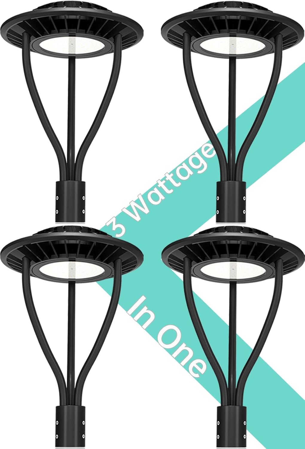 4 Pack LED Post Top Light ETL Listed 60W 48W 36W Adjustable Outdoor Pole Lights with Photocell IP65 Waterproof Post LED Fixture for Garden Yard Street Lighting