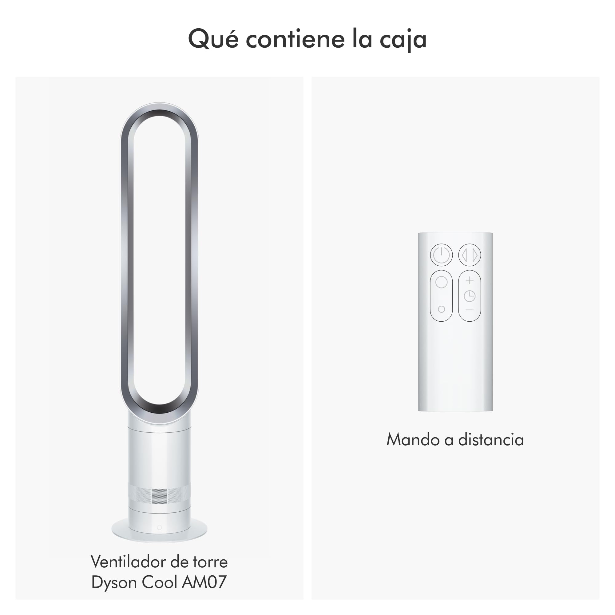 Dyson Cool™ AM07 Ventilador de Torre Sin Aspas – Refrigeración Potente con Air Multiplier™ para Espacios Grandes, Funcionamiento Silencioso, 10 Velocidades, Oscilación de 70°, Control Remoto