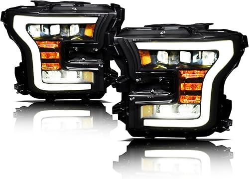 Miniatura 1 de Alpha Owls 8711224 Tri-Pro Series - Faros delanteros con proyector LED completo con barra de luz LED blanca y señal secuencial color ámbar negro