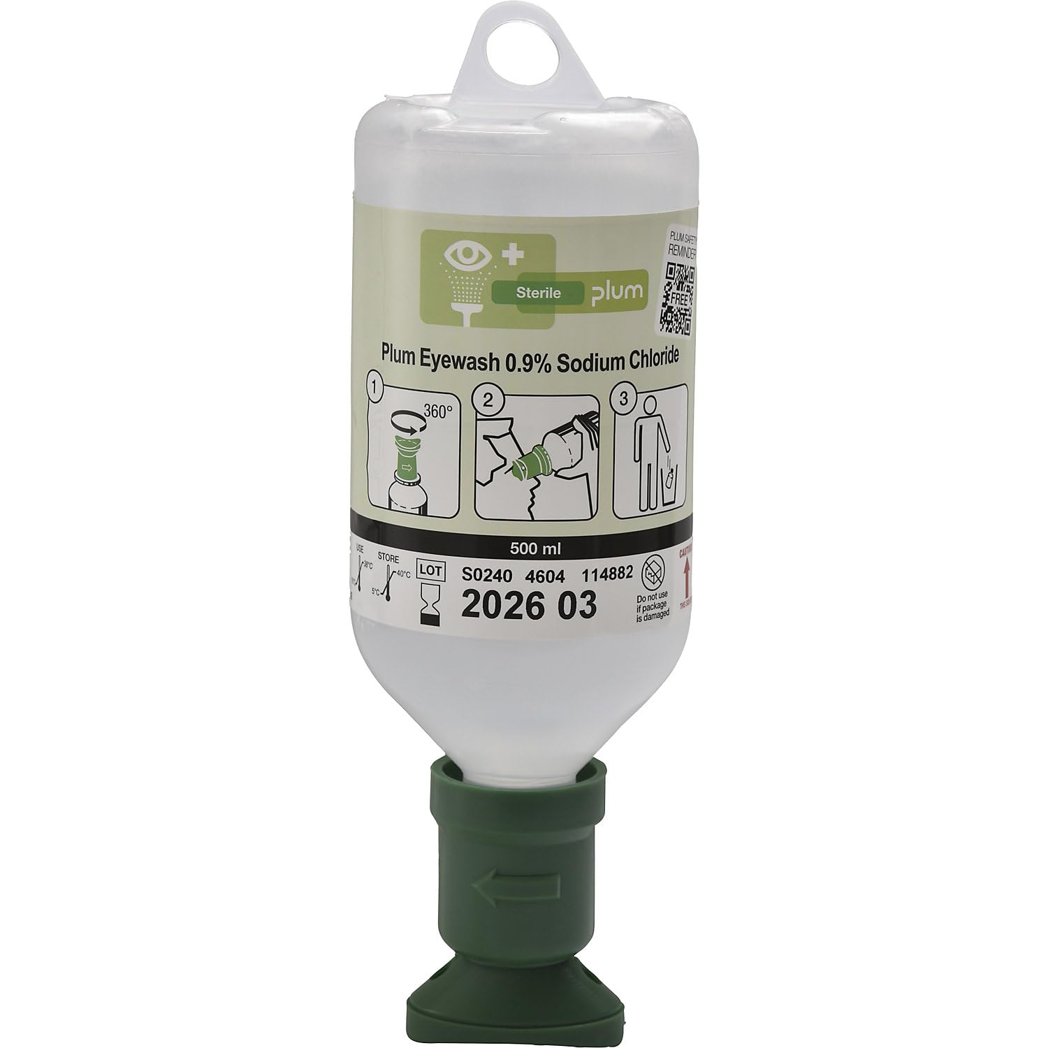 kaiserkraft | Augenspülflasche 0,9% NaCl | VE 3 x 500-ml-Flaschen | mit Augenschale