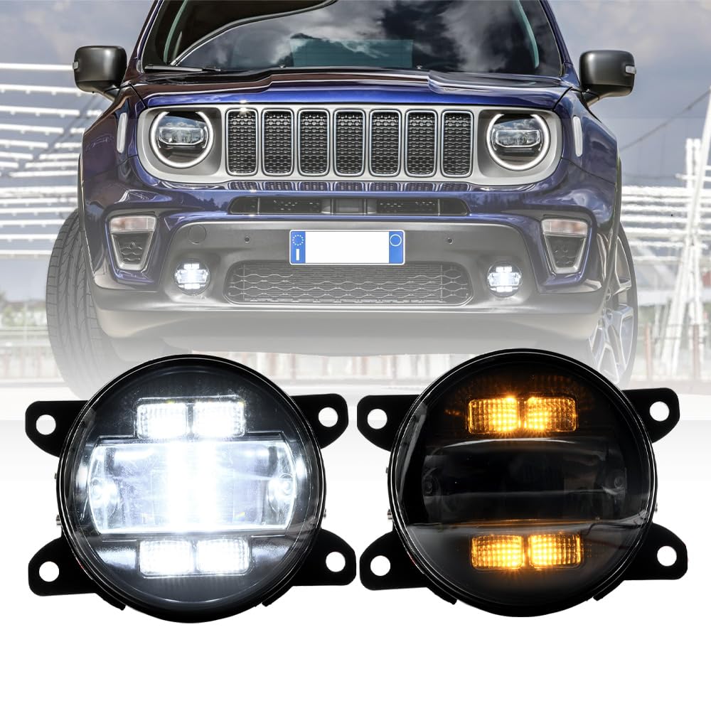 LED Fendinebbia DRL Luce di marcia diurna per Je.ep Compass Renegade Cherokee KL Paraurti anteriore Fendinebbia Riflettori Montaggio Indicatori di direzione DLR Luce di marcia 2x
