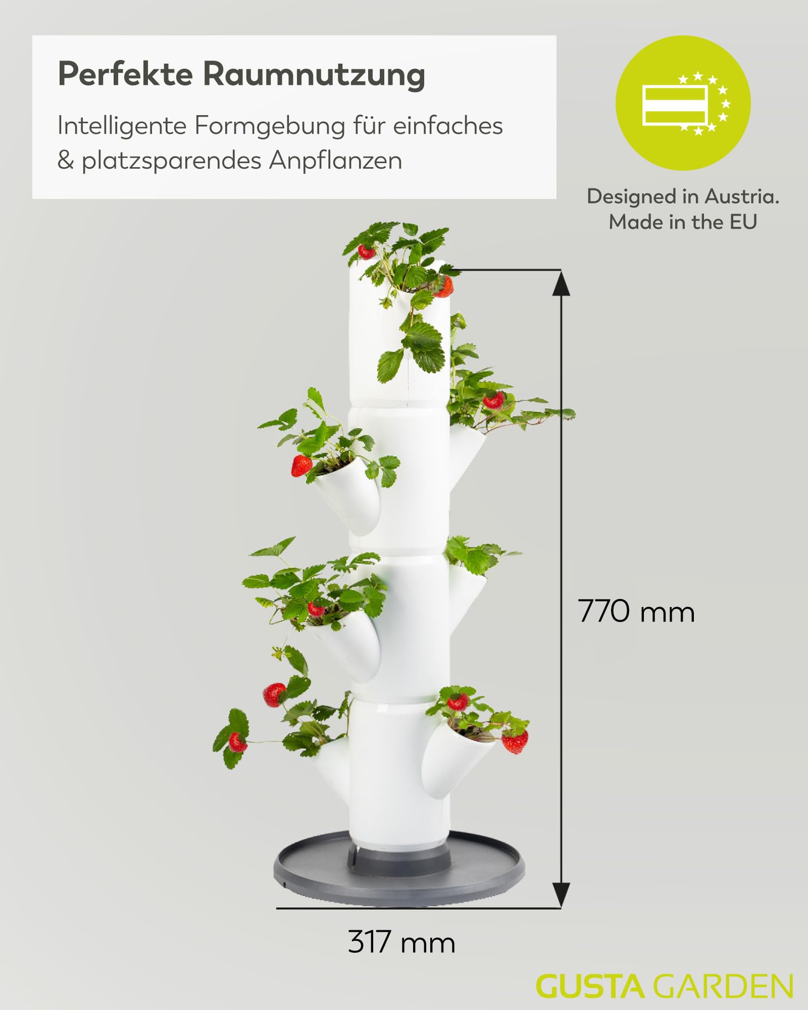 Sissi - Maceta/maceta/torre/bancal para fresas - para balcón, jardín y terraza - Plantar fresas y hierbas