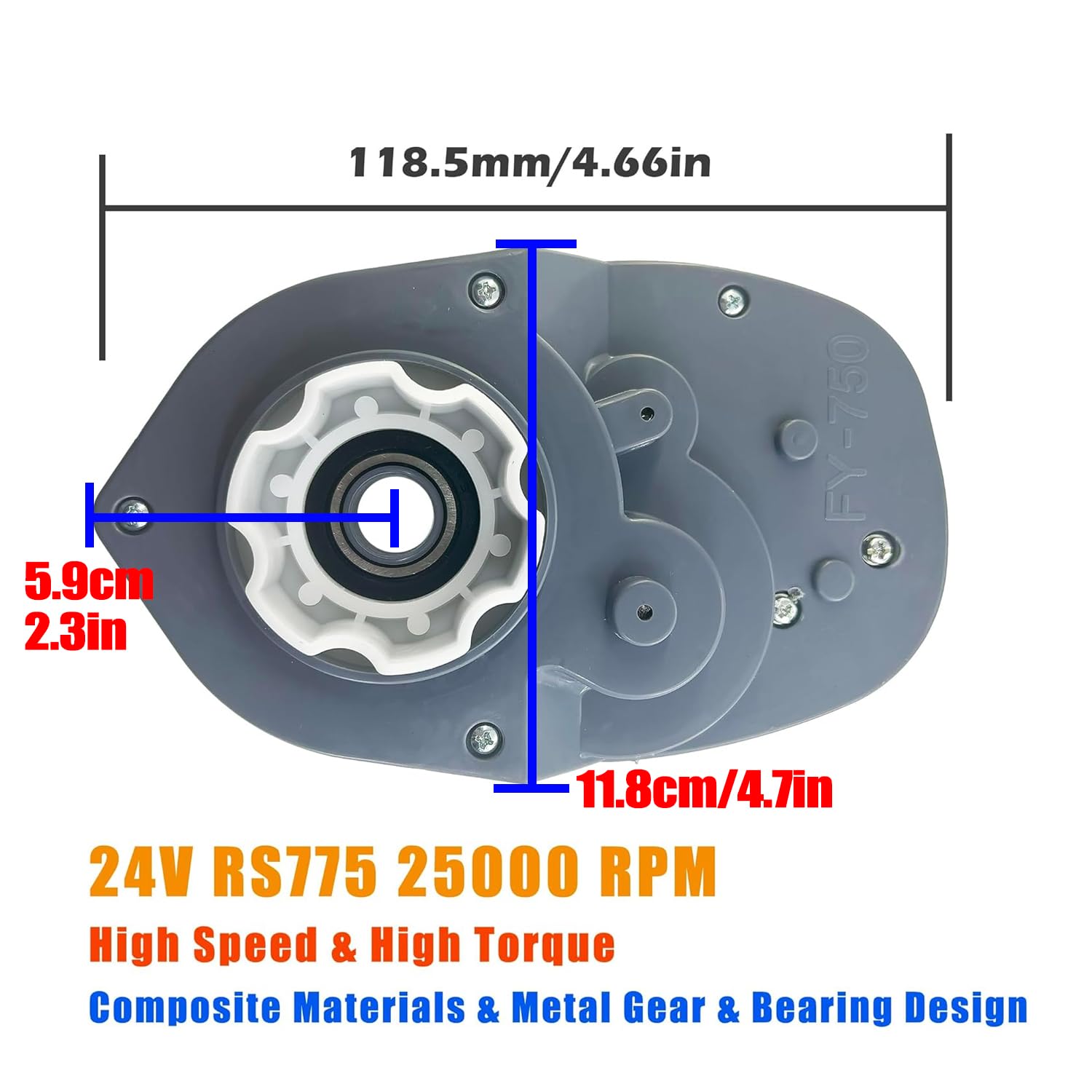 24 Volt RS775 25000RPM 280W High Speed Motor Gearbox for Power Wheels UTV Ride on Toys Car Upgrade,FY-750 18V&20V&24V High Torque Motor Gearbox for SUV Kid's Off-Road Vehicle Replacement Parts