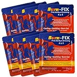 Burn-FIX 4" X 4" First Aid Burn Gel Dressing – Immediate Pain & Relief Burn Cream - Hydrogel For 1st