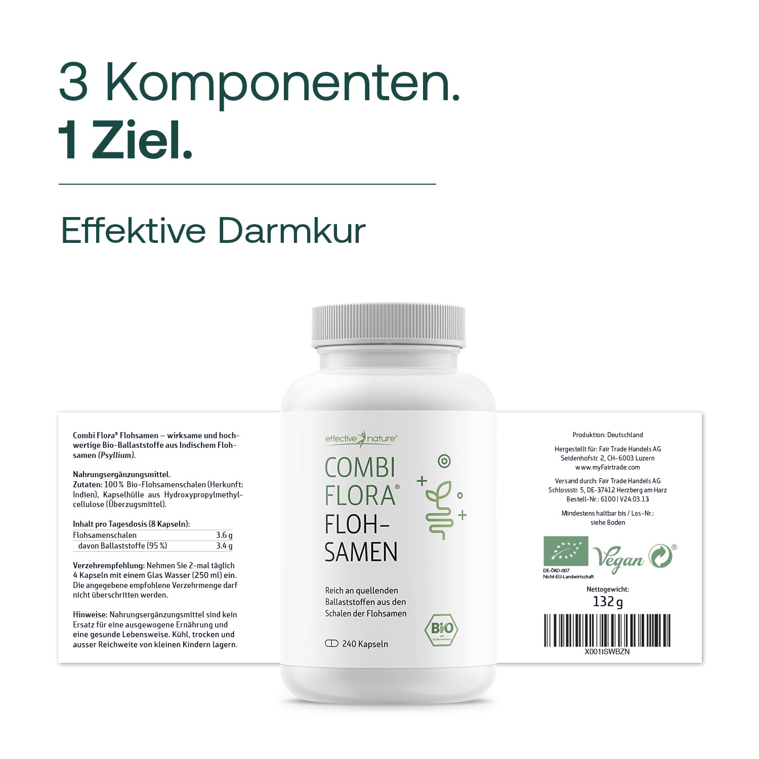 SIMPLE CLEAN - Sanfte Darmreinigung und effektive Entwicklung der Darmflora mit Natural Detox Zeolith, Combi Flora SymBIO und Psylliumschalen (4-Wochen-Darmkur)
