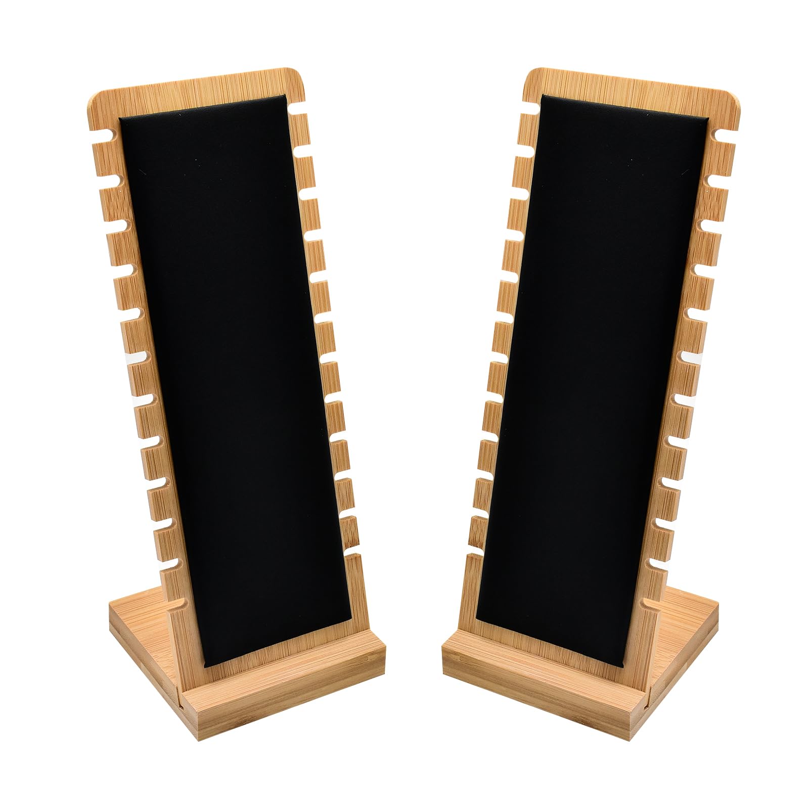 Golden Strawberry 2 Pack Bamboo Panel Jewelry Necklace Tabletop Display Boards Stand (Black)