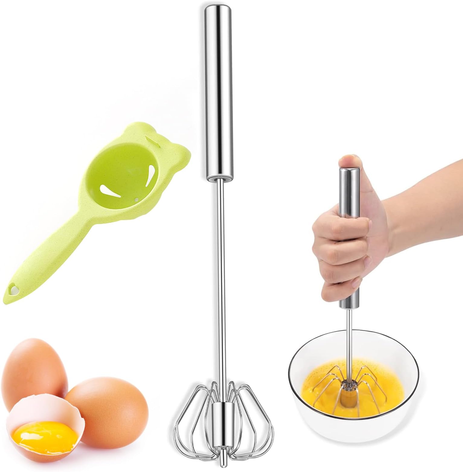AEX Premium Egg Whisk Hand Push Whisk Blender Stainless Steel Egg