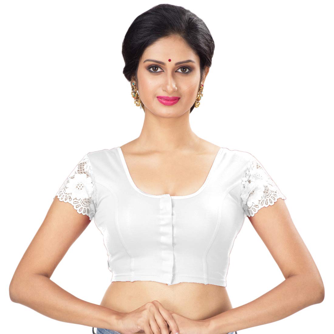 Abhi Women's Cotton Half Sleeve Blouse (DN5620_WHITE.XL_White_38)