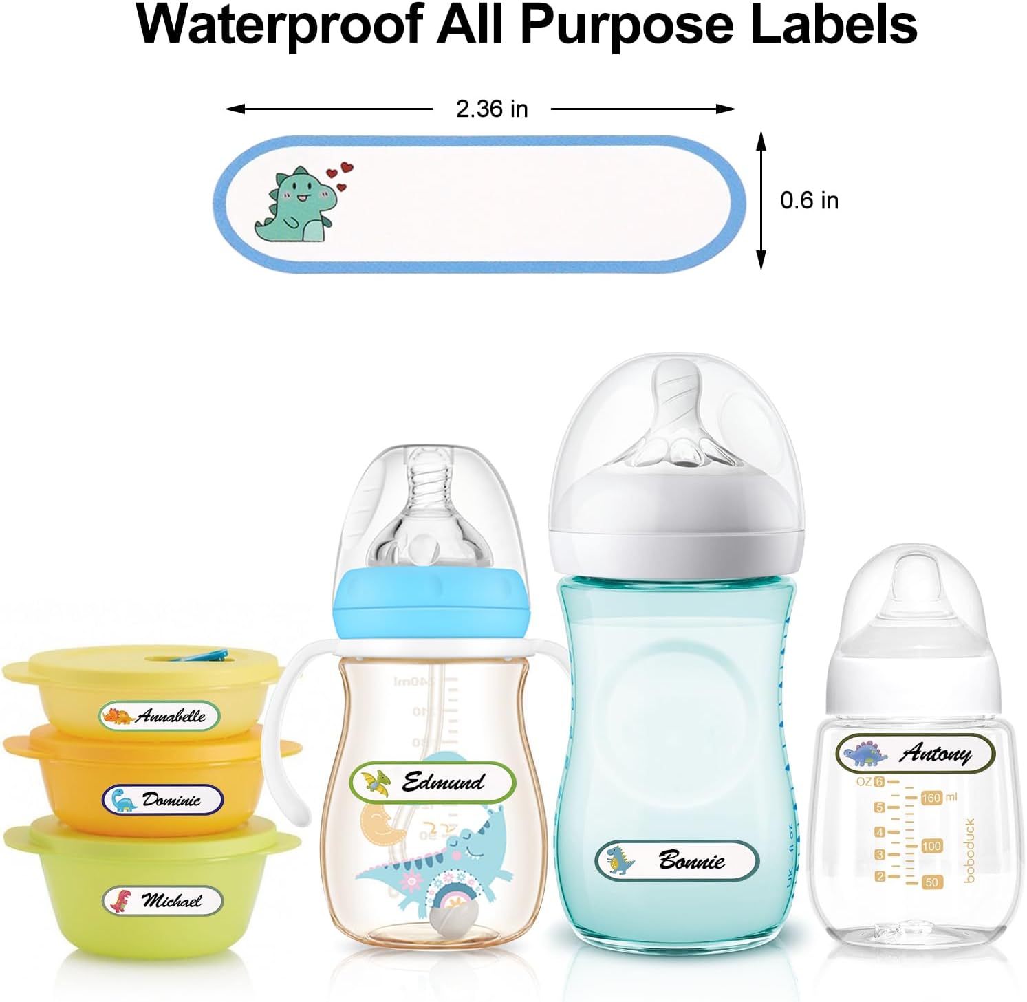 SHANGRLA Daycare Name Stickers for Baby Bottles and Sippy Cups, 136 PCS image 2